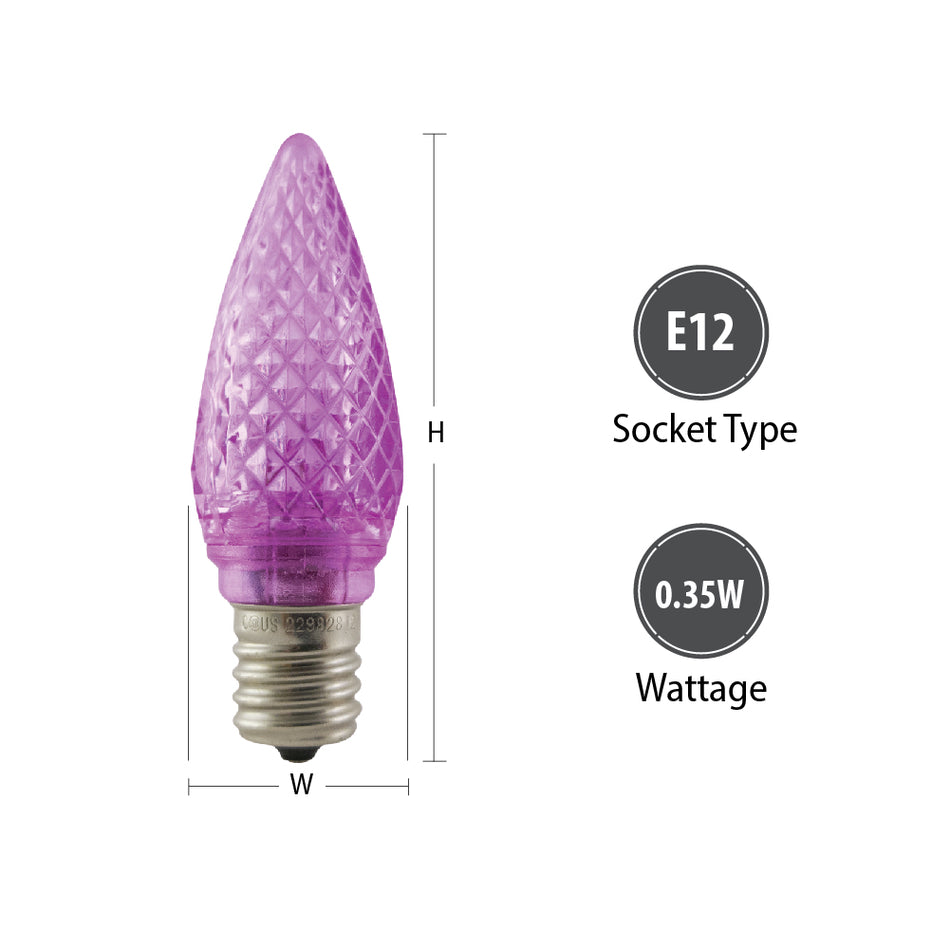 Aurio C9 E17 0.5W Retrofit Light Bulbs 25pcs/box Purple
