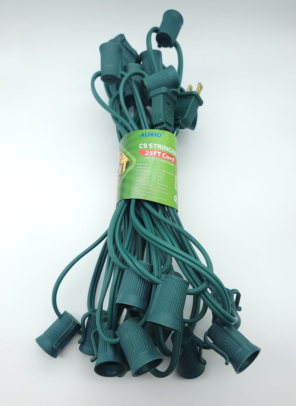 Aurio 25 Socket C9 Light Stringer Set, No Bulbs Included