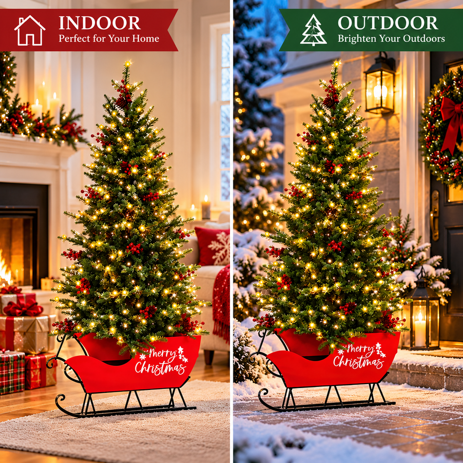 Aurio 5 FT Life-Like Mountain Fir Tree w/ Sleigh