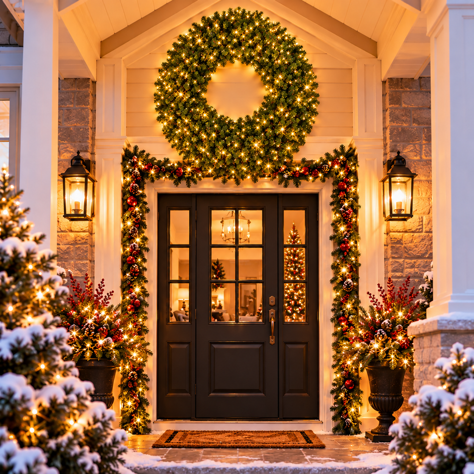 Aurio 48 IN Bristol Pine Wreath 600LED Twinkling Warm White