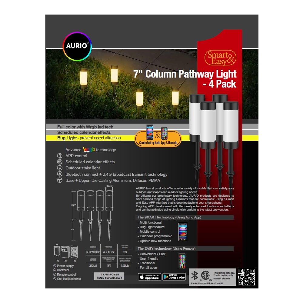 Smart & Easy 7 in Column Pathway Light - 4 Pack Kit