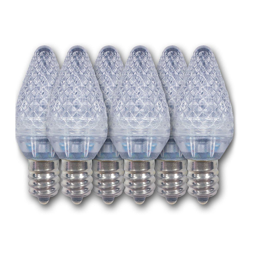 Aurio Lighting LED C7 Christmas Light Bulbs, E12, .35-1.2W, 24lum, 25 Pack Cool White